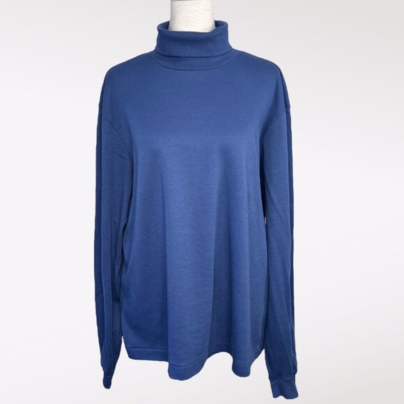 Vintage Lands’ End Blue Turtleneck Pullover Shirt Made In USA Size Large - Picture 1 of 10